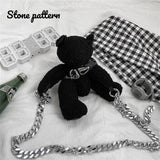 Gothic Crossbody Bag Doll Bear Shape Shoulder Bag Coin Purse Female Wallet