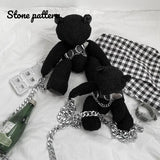 Gothic Crossbody Bag Doll Bear Shape Shoulder Bag Coin Purse Female Wallet