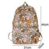 Grey Cartoon Print Book Bag Women School Backpack