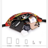 Leaf Printed Waist Bag Large Capacity Fanny Pack Men's Belt Women Casual Canvas
