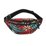 Leaf Printed Waist Bag Large Capacity Fanny Pack Men's Belt Women Casual Canvas