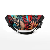 Leaf Printed Waist Bag Large Capacity Fanny Pack Men's Belt Women Casual Canvas