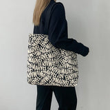 Graffiti Canvas Shoulder Bag for Women Large Capacity