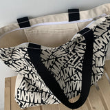 Graffiti Canvas Shoulder Bag for Women Large Capacity