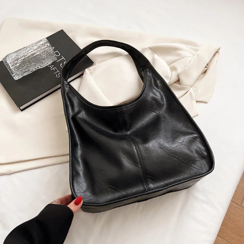Vintage Leather Shoulder Bag for Women Handbag Tote Female Casual Hobo Bags