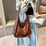 Vintage Leather Shoulder Bag for Women Handbag Tote Female Casual Hobo Bags