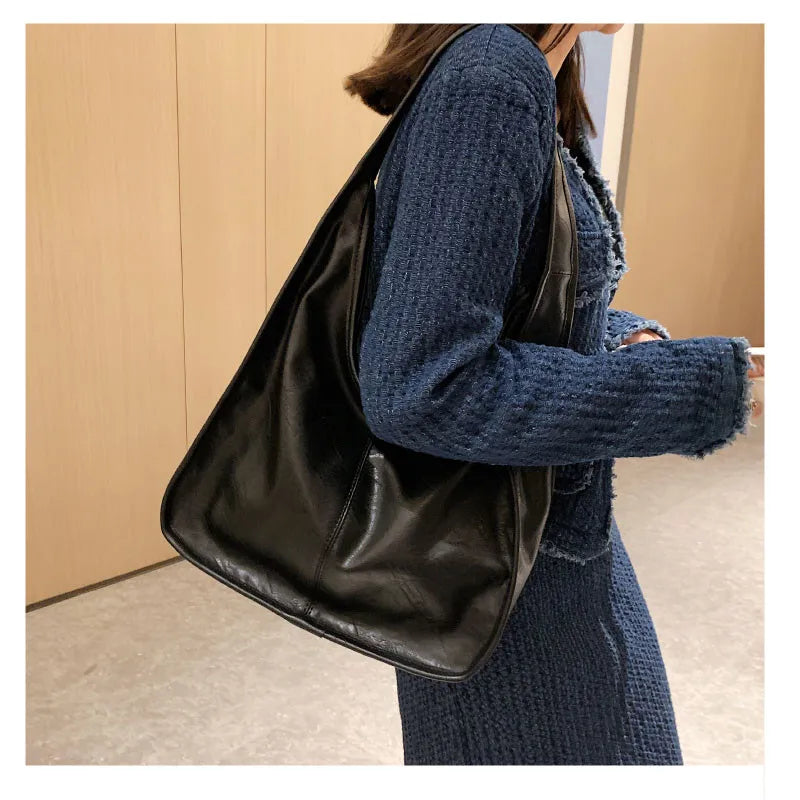 Vintage Leather Shoulder Bag for Women Handbag Tote Female Casual Hobo Bags