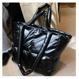 Winter Big Tote Women Shoulder Bags Large Down Cotton Purses
