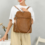 Retro PU Leather Backpack Waterproof Travel Bag Casual Mochila