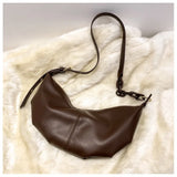 Vintage Soft Leather Crossbody Bags for Women with Chains Shoulder Strap