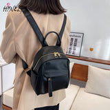 Waterproof Leather Women Backpack College Style Travel Rucksack