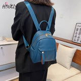 Waterproof Leather Women Backpack College Style Travel Rucksack