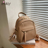 Waterproof Leather Women Backpack College Style Travel Rucksack