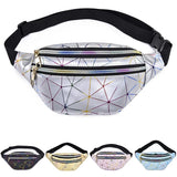 Holographic Waist Bag Fanny Pack Geometric Outdoor Travel Female Belt Bag