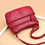 Hot Women Bag Washed Pu Soft Leather Shoulder Bag Multi-layer Crossbody Bag
