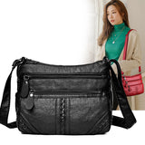 Hot Women Bag Washed Pu Soft Leather Shoulder Bag Multi-layer Crossbody Bag