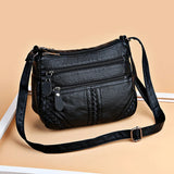 Hot Women Bag Washed Pu Soft Leather Shoulder Bag Multi-layer Crossbody Bag