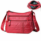 Hot Women Bag Washed Pu Soft Leather Shoulder Bag Multi-layer Crossbody Bag