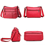 Hot Women Bag Washed Pu Soft Leather Shoulder Bag Multi-layer Crossbody Bag