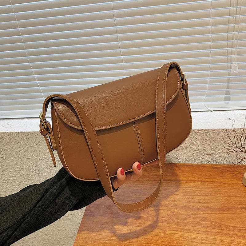 Solid Leather Crossbody Bags For Women Ladies Messenger Bag