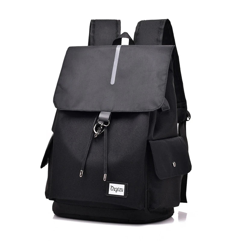 Men's USB Charging Backpack Laptop Bags Nylon Preppy School Bag Travel