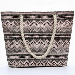 Printed Flowers Canvas Handbags Casual Shoulder Bags Large Size Beach Bags