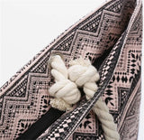 Printed Flowers Canvas Handbags Casual Shoulder Bags Large Size Beach Bags