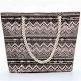 Printed Flowers Canvas Handbags Casual Shoulder Bags Large Size Beach Bags