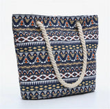 Printed Geometry Canvas Shoulder Bags Large Size Shopping Bags
