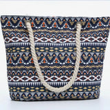 Printed Geometry Canvas Shoulder Bags Large Size Shopping Bags