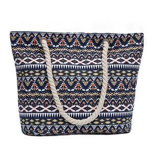 Printed Geometry Canvas Shoulder Bags Large Size Shopping Bags