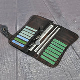 Men's Leather Dragon Emboss Checkbook Wallet with Chain