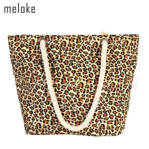 Leopard Bag Women Casual Shoulder Bags Canvas Cotton Handbags