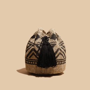 Ethnic Rattan Straw Tassel Shoulder Bag for Women