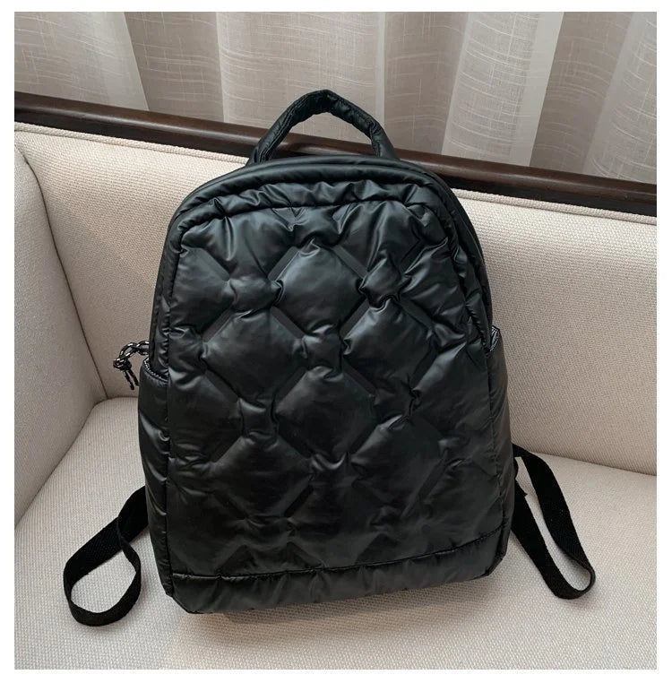 Quilted Nylon Down Padded Bagpack Women's Backpack