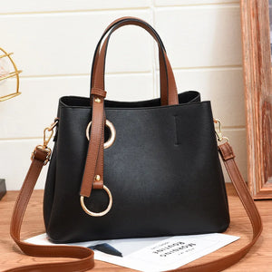 Vintage PU Leather Top-Handle Handbag for Women
