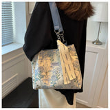 Embroidered Floral Canvas Tote Bag for Women