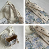 Embroidered Floral Canvas Tote Bag for Women
