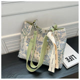 Embroidered Floral Canvas Tote Bag for Women