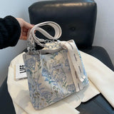 Embroidered Floral Canvas Tote Bag for Women