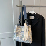 Embroidered Floral Canvas Tote Bag for Women
