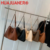 Vintage Leather Shoulder Bag Women High Capacity Handbag Purse