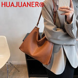 Vintage Leather Shoulder Bag Women High Capacity Handbag Purse