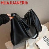 Vintage Leather Shoulder Bag Women High Capacity Handbag Purse