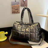 Large Capacity Winter Women's Down Fabric Shoulder Bag