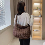 Lattice Pattern Shoulder Bag Cotton Handbag Large Capacity Tote Bags