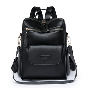 Casual Leather Backpack for Women Large Capacity Travel Bag