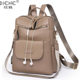 Casual Leather Backpack for Women Large Capacity Travel Bag