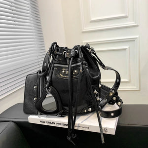 Leather Rivet Crossbody Bags for Women Handbags Shoulder Messenger Bags