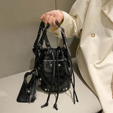 Leather Rivet Crossbody Bags for Women Handbags Shoulder Messenger Bags